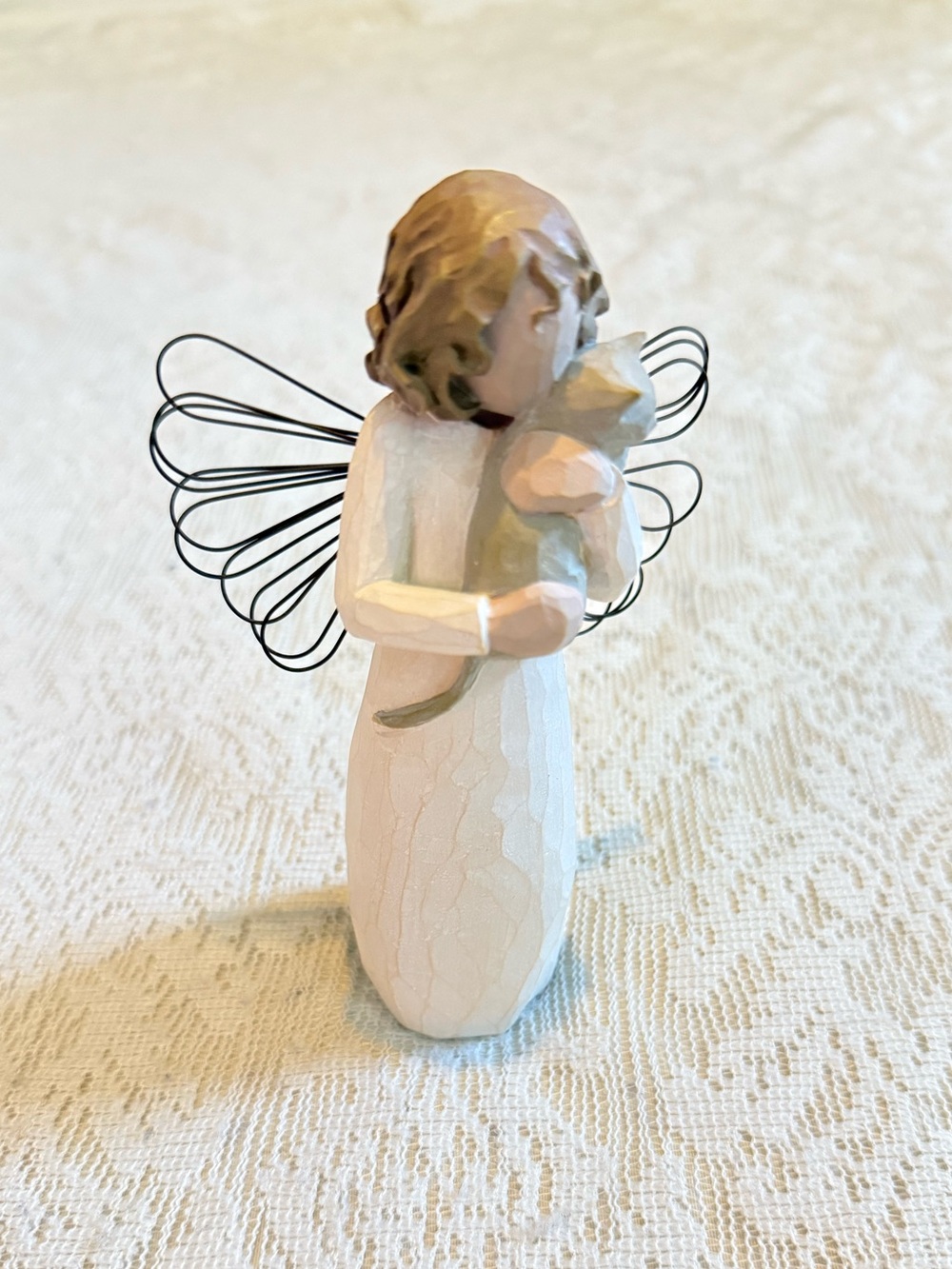 Willow tree “With affection” sculpted angel cat companion figurine